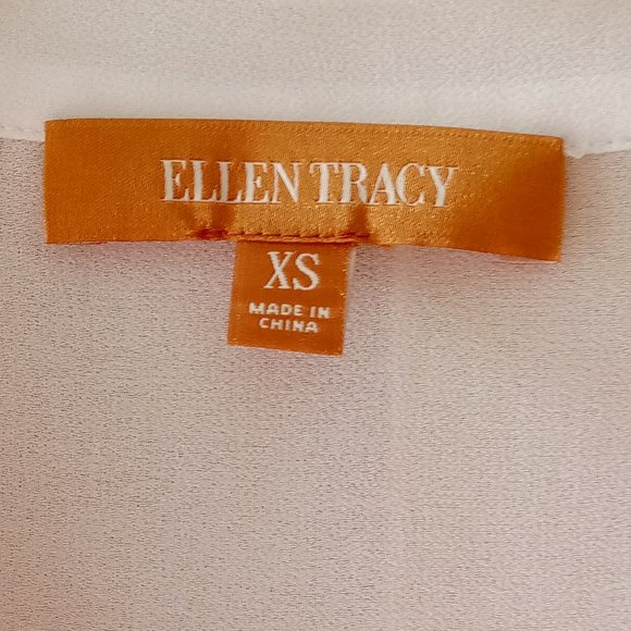 Ellen Tracy White Sheer Jeweled Long sleeve Blouse Size XS - Picture 2 of 4